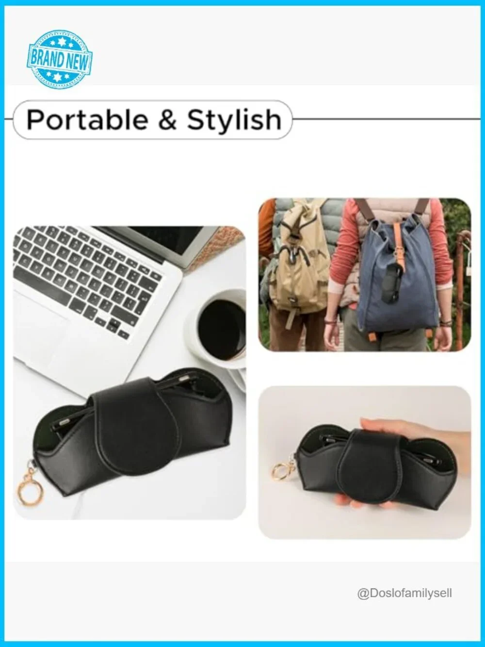 Leather Sunglasses Case with Magnetic Clip Car Visor Organizer Portable